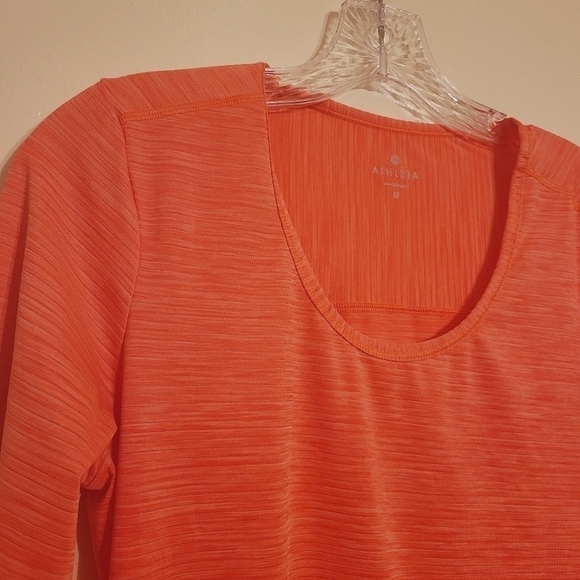 Athleta | Women's Orange Ribbed Cadence Workout Long Sleeve Tee (Size Medium) - Picture 2 of 11